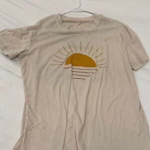 Beige T-Shirt with Sun Graphic